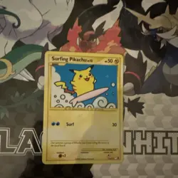 Pokemon Surfing Pikachu Rising Rivals 114/111 Holo Secret Rare Basic 50 HP Card - Image 1