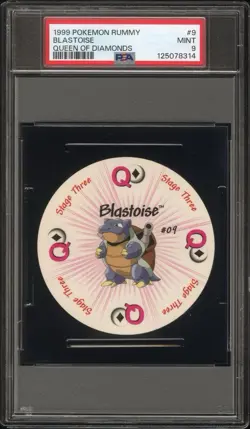 Blastoise Pokemon Card Rummy Playing Card Poker Q Diamonds 1999 Nintendo PSA 9 - Image 1