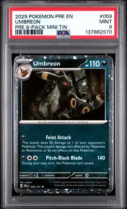 Umbreon PSA 9 059/131 Prismatic Evolutions (Cosmos Holo) Mini Tin Pokemon Card - Image 1