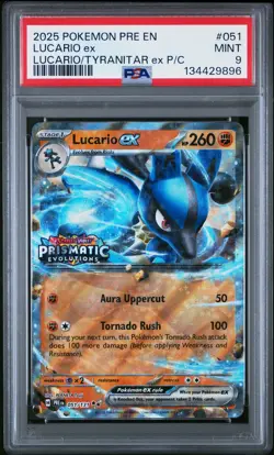 Lucario EX PSA 9 051/108 & Tyranitar Premium Collection Pokemon Card - Image 1