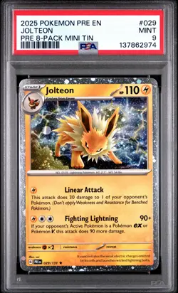 Jolteon PSA 9 029/131 Prismatic Evolutions (Cosmos Holo) Tin Pokemon Card - Image 1