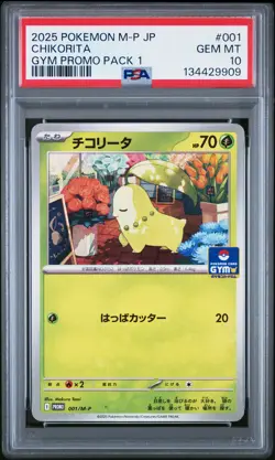Chikorita PSA 10 MEGA 001/M-P Gym Promo Pack 1 Pokemon Card - Image 1