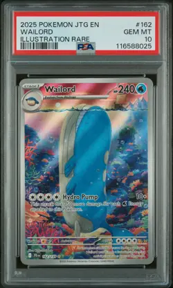 Wailord (Illustration Rare) PSA 10 Journey Together 162/159 IR Pokemon Card-025 - Image 1