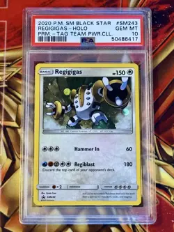 Regigigas PSA 10 Tag Team Power Collection SM243 Cosmos Holo Promo Pokemon Card - Image 1