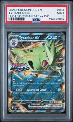 Tyranitar EX PSA 9 064/108 Lucario & Premium Collection Pokemon Card - Image 1