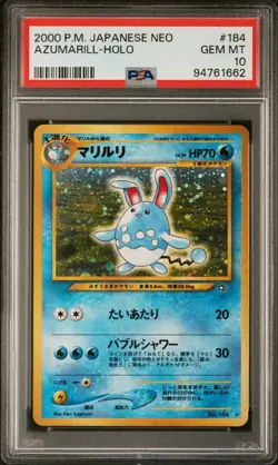 Azumarill - PSA 10 - Neo 1 Genesis Holo Rare 184 Vintage Pokemon Card - Image 1