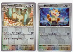 PERSIAN #49/64 & MEOWTH #48 -2 SHROUDED FABLE POKEMON CARDS -REVERSE HOLO NM/M - Image 1