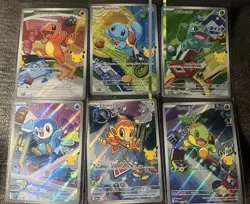 Pokemon TCG 30th Anniversary First Partner Starters Illustration Set 6 Cards - Image 1