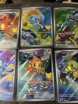 Pokemon TCG 30th Anniversary First Partner Starters Illustration Set 6 Cards - Image 3