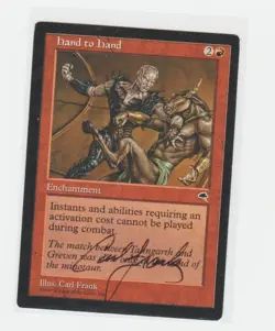 Magic the Gathering ~ Hand to Hand ~ MP ~ Tempest ~ Signed by Artist - Image 1