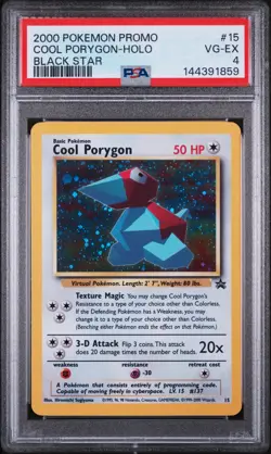 2000 POKEMON PROMO BLACK STAR #15 COOL PORYGON-HOLO PSA 4 - Image 1