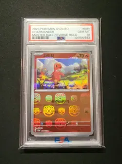 💎 PSA 10 2023 POKEMON KO SV2A 151 MASTER BALL REVERSE HOLO CHARMANDER #004 - Image 4