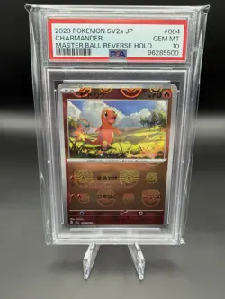 Pokemon Charmander 004/165 Sv2a Master Ball Reverse Holo PSA 10 Japanese - Image 1