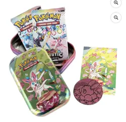 Pokemon TCG: Prismatic Evolutions Full Set Of 8 Sealed Mini Tins With Display - Image 3