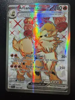 Arcanine EX Tera Pokemon TCG Scarlet Violet Full Art Holo Ultra Rare 224/198 LP - Image 1