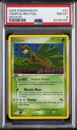 2005 POKEMON EX DEOXYS #27 TROPIUS-REVERSE FOIL PSA 8 - Image 1