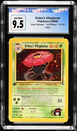Pokemon Erika's Vileplume Gym Heroes 1st Edition Holo Rare 5/132 CGC 10 Gem Mint - Image 2