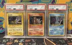 PSA 8 Entei, Raikou, Suicune Holo Bundle 2000 Neo 3 Japanese 243 244 245 Pokemon - Image 1