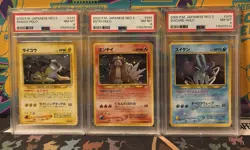 PSA 8 Entei, Raikou, Suicune Holo Bundle 2000 Neo 3 Japanese 243 244 245 Pokemon - Image 2