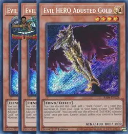 Yugioh! 3x Evil HERO Adusted Gold RA04-EN029 Secret Rare 1st Ed NM - Image 1