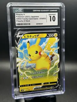 CGC 10 Pikachu V (2021) Japanese SWSH Family Card Game - 019/053 Pikachu V Deck - Image 1