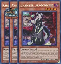 Yugioh! 3x Chamber Dragonmaid RA04-EN032 Secret Rare 1st Ed NM - Image 1