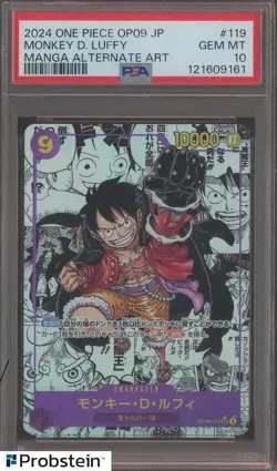 2024 One Piece OP09 JPN Manga Alternate Art #119 Monkey D. Luffy PSA 10 GEM MINT - Image 1