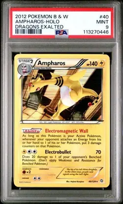 PSA 9 Ampharos Holo Rare Dragons Exalted B&W 2012 Pokemon Card #40 POP 53 - Image 1