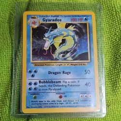 Pokemon Gyarados Base Set Holo Rare 100 HP Card 6/102 English Stage 1 WOTC 1999 - Image 1