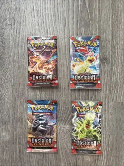 Pokemon: Scarlet & Violet- Obsidian Flames Booster Pack Art Set- 4 Packs- SEALED - Image 1