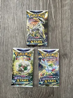 Pokemon: Sword & Shield- Brilliant Stars Booster Packs- New/Sealed (x3 Packs) - Image 1