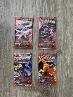 Pokemon: DESTINED RIVALS Booster Pack Art Set Bundle - Set of 4 New Sealed Packs - Image 1