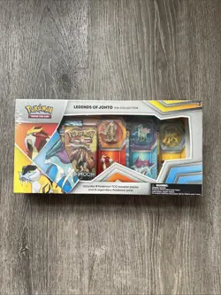 Pokemon TCG Legends of Johto Pin Collection Box - New Sealed (9 Packs, 3 Pins) - Image 1