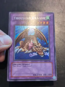 Yu-Gi-Oh! SECRET RARE CARD THOUSAND DRAGON MRD-143 1996 VINTAGE PRINT NM/VLP - Image 2