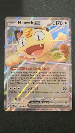 Pokemon TCG Meowth EX 062/088 POR Full Art Holo 170 HP Basic 2026 English Card - Image 1