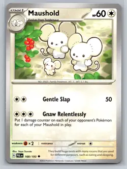 Maushold 168/193 Paldea Evolved Colorless Stage 1 Pokemon TCG Uncommon Card - Image 1