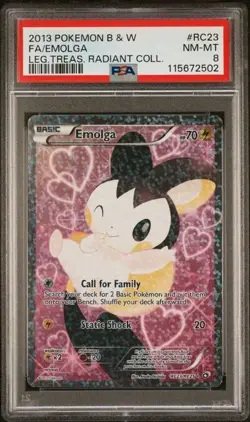 🔥 2013 POKEMON B&W LEGEND TREASURES RADIANT COLLECTION #RC23 FA EMOLGA PSA 8 - Image 1
