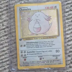 Pokemon TCG Base Set Chaneira (Chansey) 1st Edition Holo German Card 3/102 - Image 1