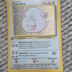 Pokemon TCG Base Set Chaneira (Chansey) 1st Edition Holo German Card 3/102 - Image 3