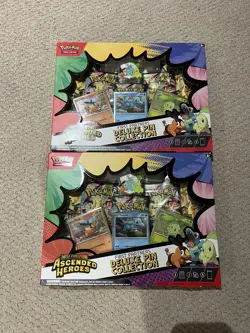 X2 Pokemon TCG Ascended Heroes First Partners Deluxe Pin Collection Bundle - Image 1