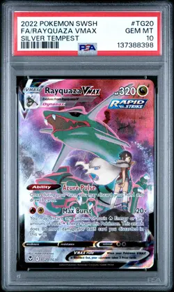 2022 POKEMON SWORD & SHIELD SILVER TEMPEST #TG20 FULL ART/RAYQUAZA VMAX PSA 10 - Image 1