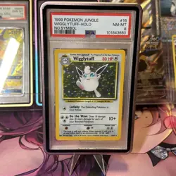 1999 Pokemon Jungle Wigglytuff Holo No Symbol Error PSA 8 - Image 1