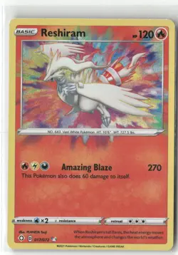 Pokemon Reshiram 017/072 Holo Shining Fates Amazing Rare - Image 1