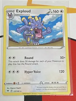 Pokemon Exploud Rare Pokemon 137/185 Swsh04 Vivid Voltage Regular EN 2020 - Image 1