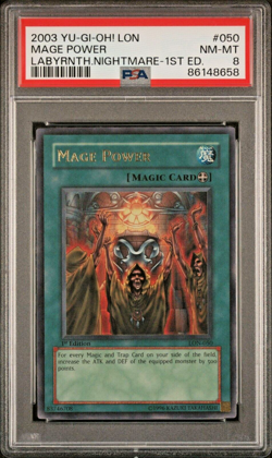 Yugioh Labyrinth Of Nightmare 1st Edition Mage Power LON-050 PSA 8 - Image 1