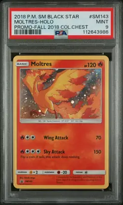 Moltres SM143 Black Star Promo Pokemon Card PSA 9 MINT Collectors Chest - Image 1