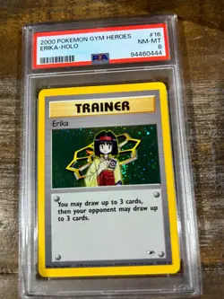 Pokemon 2000 Gym Heroes Trainer ERIKA Holo #16 PSA 8 RARE - Image 1