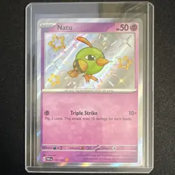 Pokemon Natu Shiny Rare Holo 151/091 SV: Paldean Fates Basic 50 HP Card - Image 1