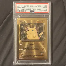 PSA MINT 9 Pikachu Celebrations Metal Card 058/102 2021 UPC Pokemon Graded Card - Image 1