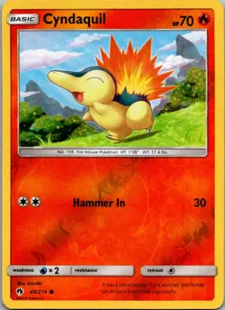 Pokemon Lost Thunder Cyndaquil Reverse Holo 40/214 - Image 1